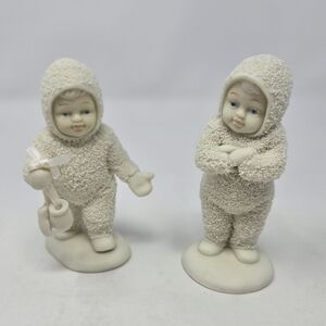 VINTAGE DEPT 56 SNOWBABIES COLLECTIBLE SET OF 2 FIGURINES LOST MY MITTENS WINTER